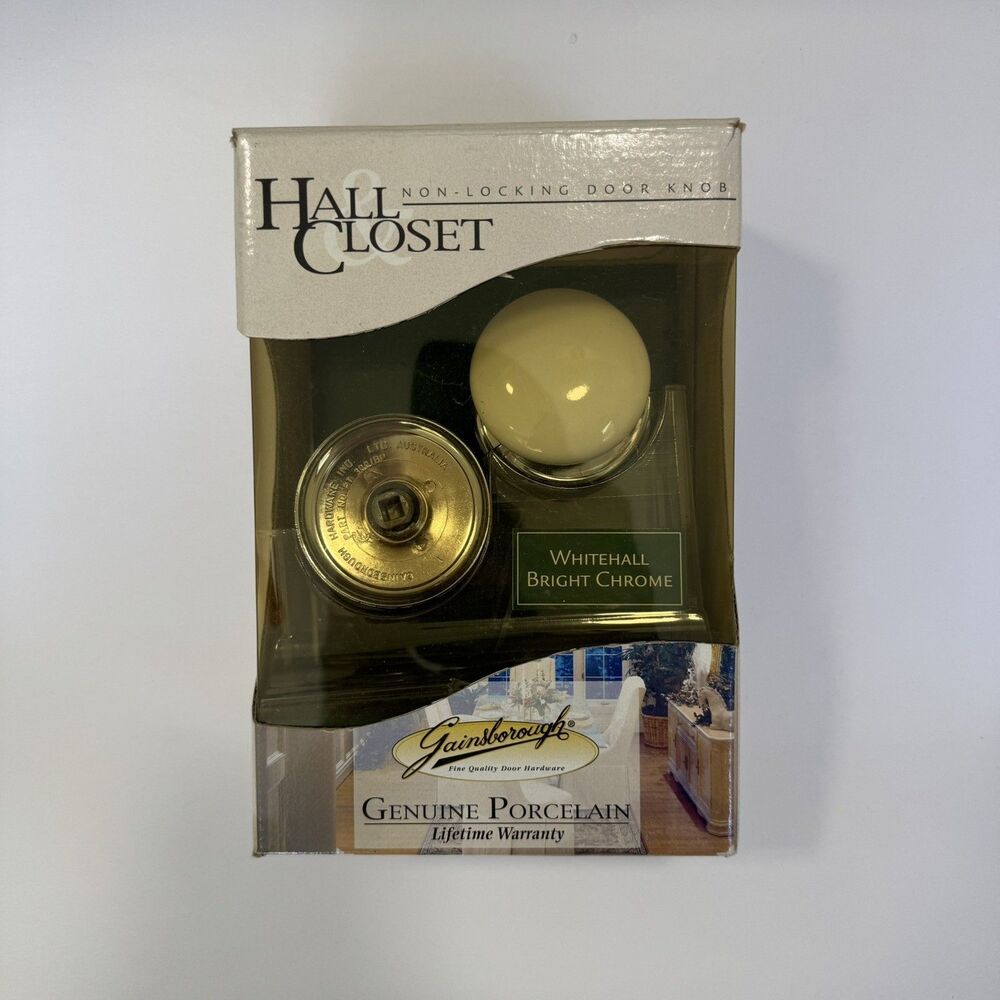 Gainsborough Genuine Porcelain Whitehall Bright Chrome Hall and Closet Door Knob